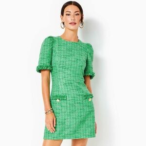 Lilly Pulitzer Ryner Boucle Tweed Kelly Green Dress